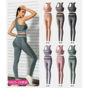Conjunto deportivo (top + calza larga), 6 colores