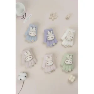 Guantes dedos completos, diseño conejo, 12 u. por paquete