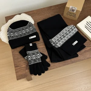 Set de invierno (gorro, bufanda y guantes) jacquard, 4 colores