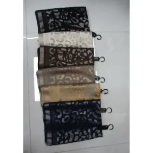Bufanda estampado leopardo, de terciopelo con hilo dorado, 10 u. por paquete
