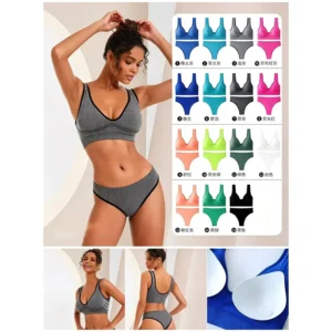 Conjunto deportivo (top + short), talle único, 12 u. por paquete, 12 colores