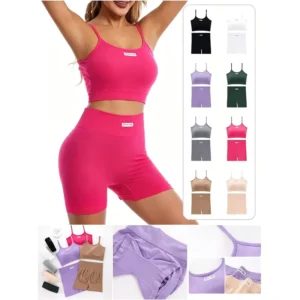 Conjunto deportivo (top + short), talle único, 12 u. por paquete, 7 colores