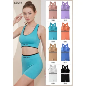 Conjunto deportivo (top + short), talle único, 12 conjuntos por paquete, 7 colores